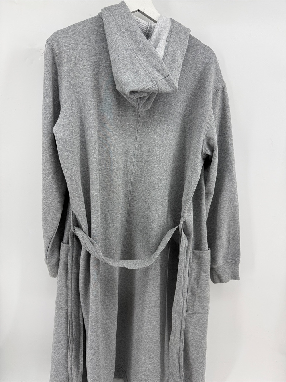 Men Hooded Long Open-Front Robe  - Gray - Picture 4 of 4